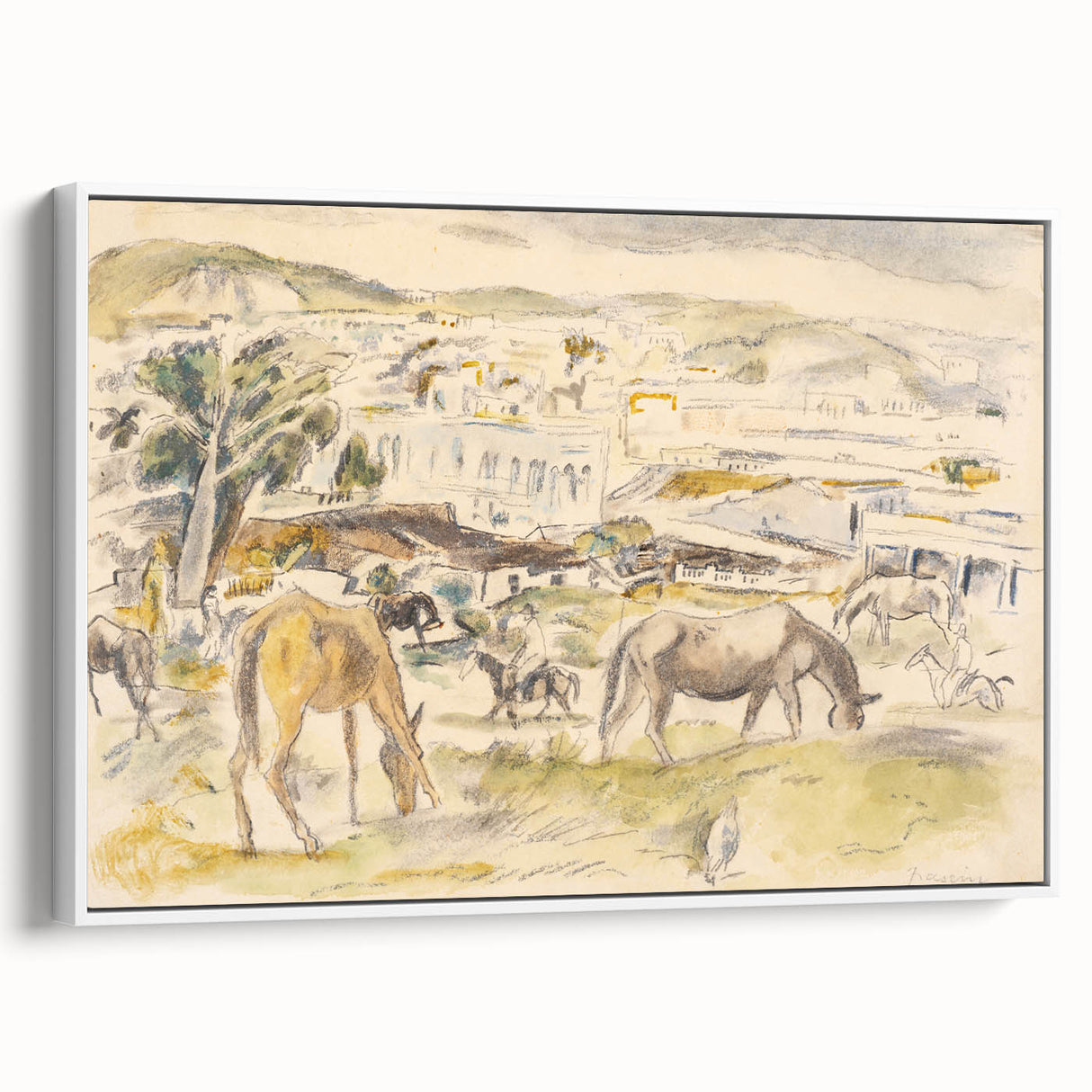 Expressionist Art - Horses in Landscape by Jules Pascin