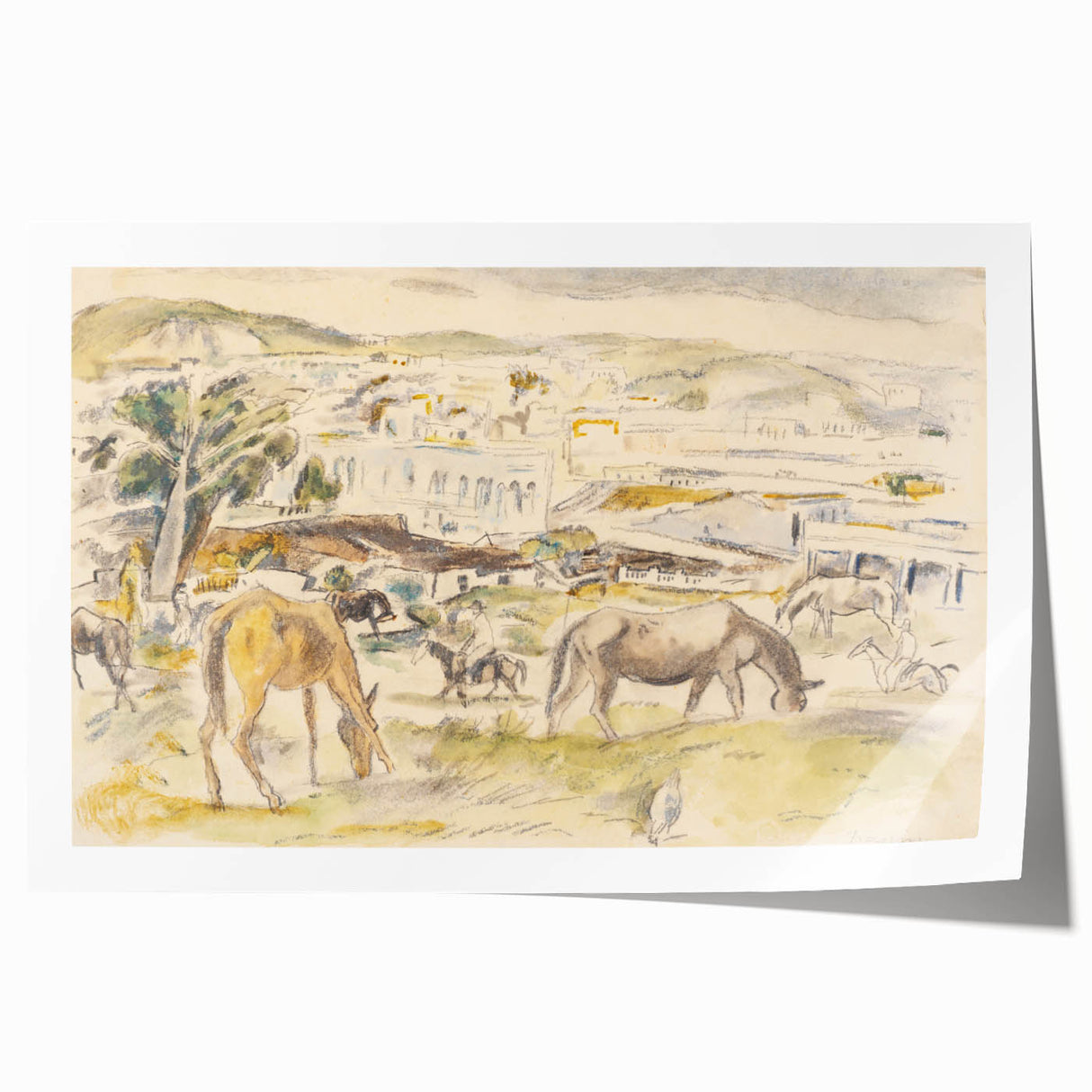 Expressionist Art - Horses in Landscape by Jules Pascin