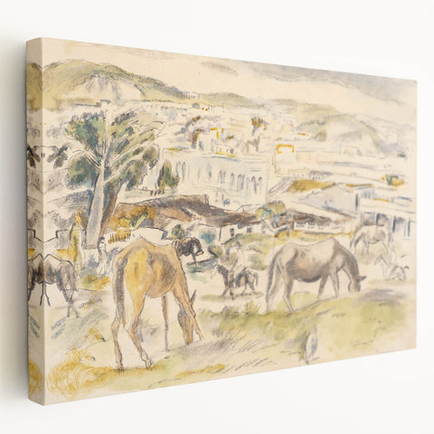 Expressionist Art - Horses in Landscape by Jules Pascin