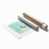 Extra large rolled print featuring a floral design in muted pastel shades.