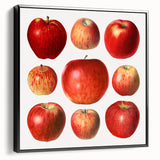 Black and white framed canvas featuring a vintage poster art style landscape with assorted fruits.