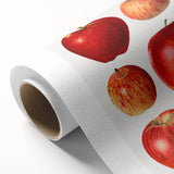 Art deco poster featuring an array of colorful fruits on a rolled canvas, suitable for nursery wall art or dining room decor.