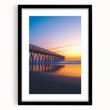 Black landscape bridge frame with mat, showcasing a modern design suitable for home decor. The frame emphasizes elegance and simplicity, perfect for art displays.