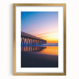 Landscape bridge frame with a gold mat, showcasing an elegant design. The frame features intricate detailing, perfect for enhancing any art piece or photo.