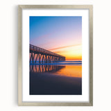 Silver landscape bridge frame with mat, showcasing a modern and elegant design, perfect for displaying artwork or photographs in home decor.