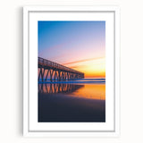 Landscape bridge frame in white with a matte finish, showcasing an elegant front view, perfect for displaying art or photographs in modern decor settings. Includes a neutral mat for enhanced presentation.