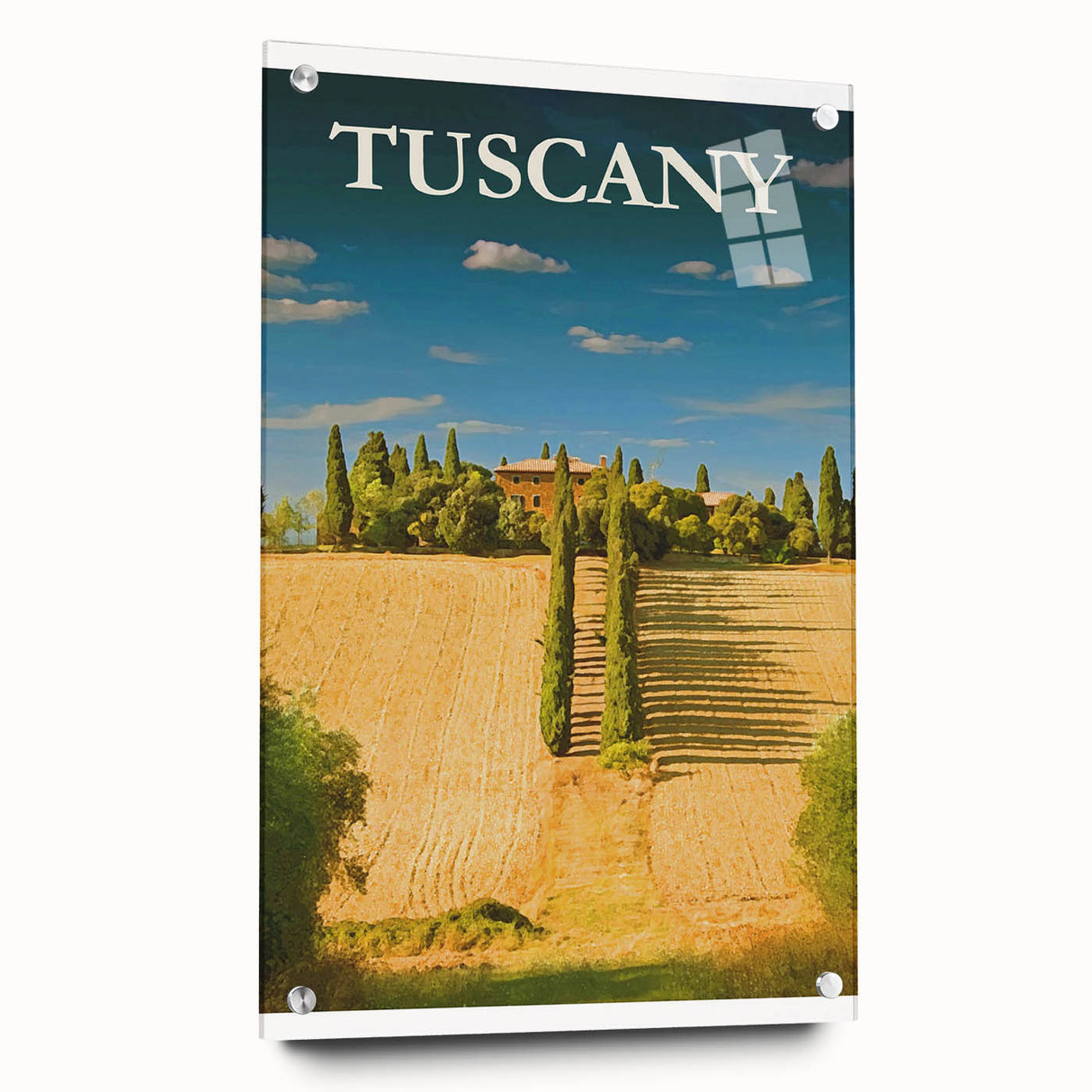 Retro Tuscany Travel Poster - Vintage Italy Landscape Wall Art