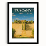 Retro Tuscany Travel Poster - Vintage Italy Landscape Wall Art
