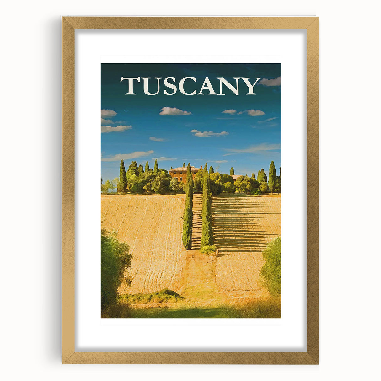 Retro Tuscany Travel Poster - Vintage Italy Landscape Wall Art