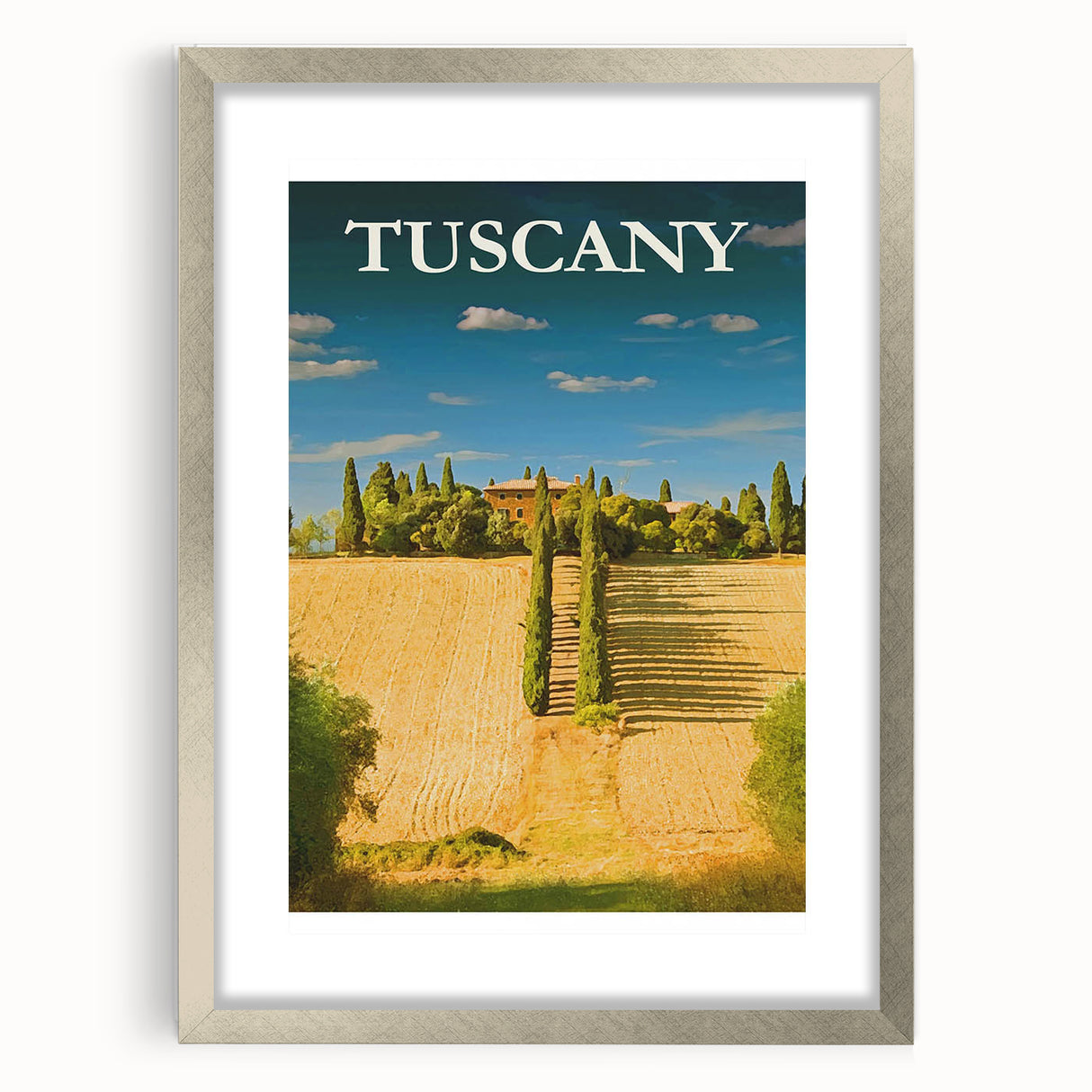 Retro Tuscany Travel Poster - Vintage Italy Landscape Wall Art