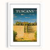 Retro Tuscany Travel Poster - Vintage Italy Landscape Wall Art