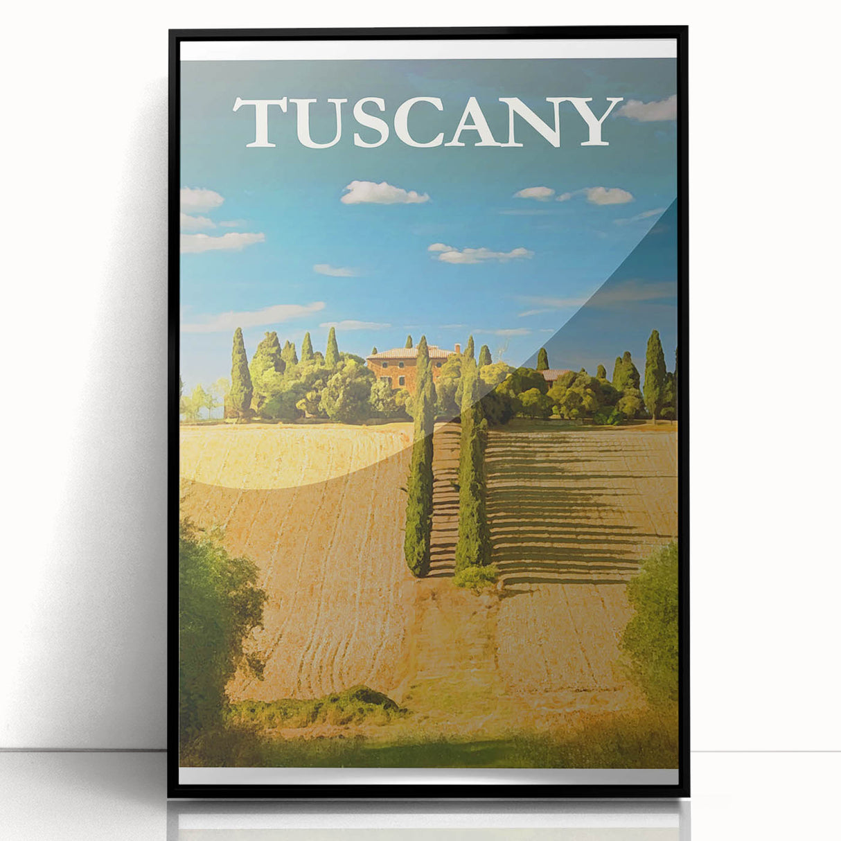 Retro Tuscany Travel Poster - Vintage Italy Landscape Wall Art