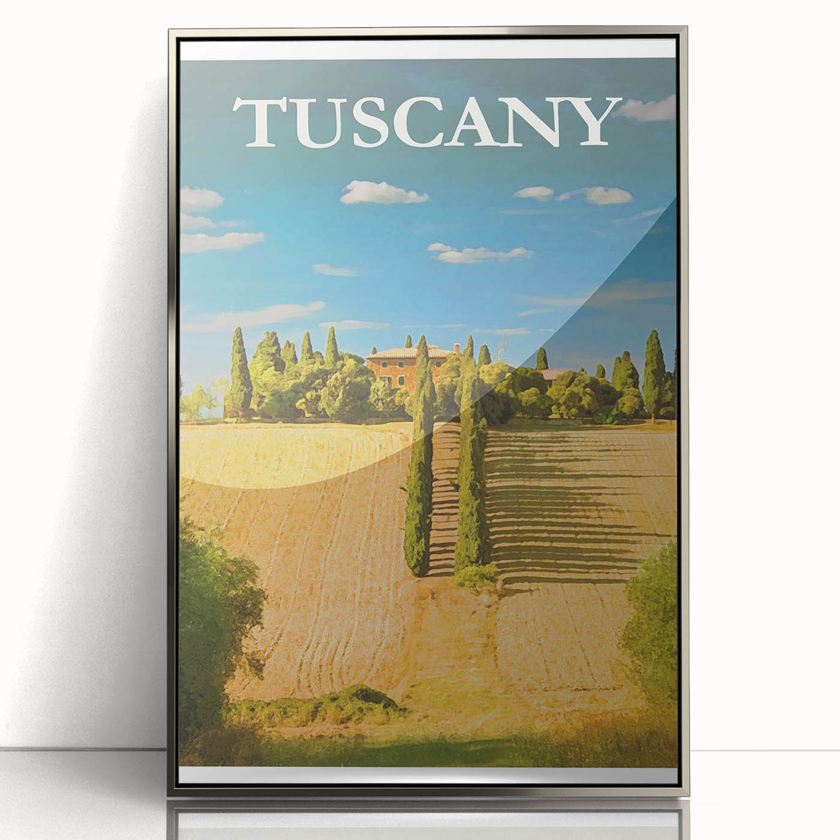 Retro Tuscany Travel Poster - Vintage Italy Landscape Wall Art