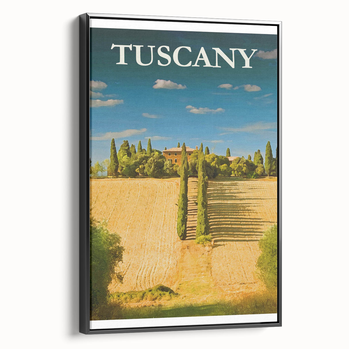 Retro Tuscany Travel Poster - Vintage Italy Landscape Wall Art
