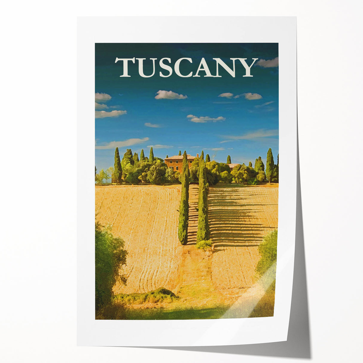 Retro Tuscany Travel Poster - Vintage Italy Landscape Wall Art