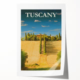 Retro Tuscany Travel Poster - Vintage Italy Landscape Wall Art