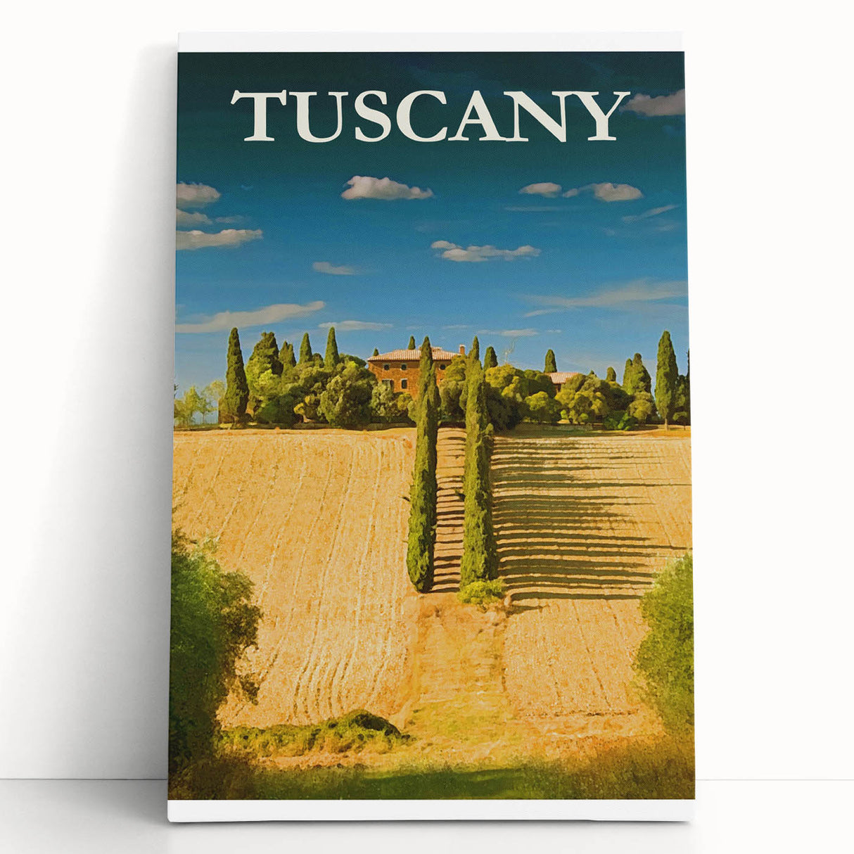 Retro Tuscany Travel Poster - Vintage Italy Landscape Wall Art