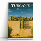 Retro Tuscany Travel Poster - Vintage Italy Landscape Wall Art