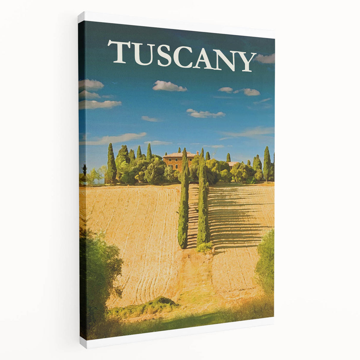 Retro Tuscany Travel Poster - Vintage Italy Landscape Wall Art
