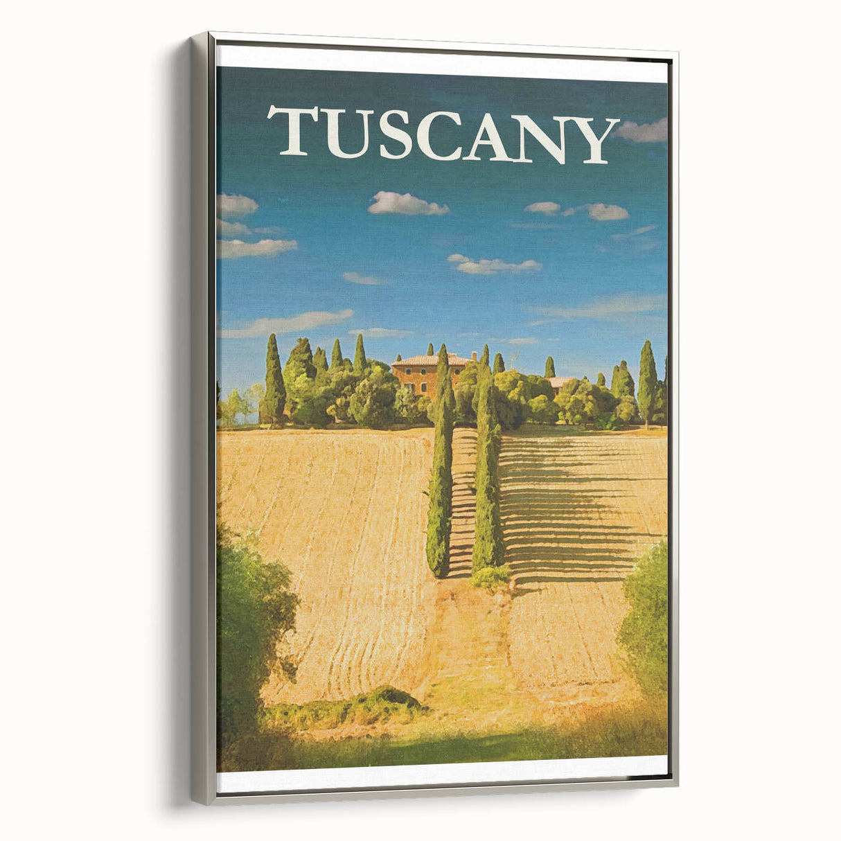 Retro Tuscany Travel Poster - Vintage Italy Landscape Wall Art