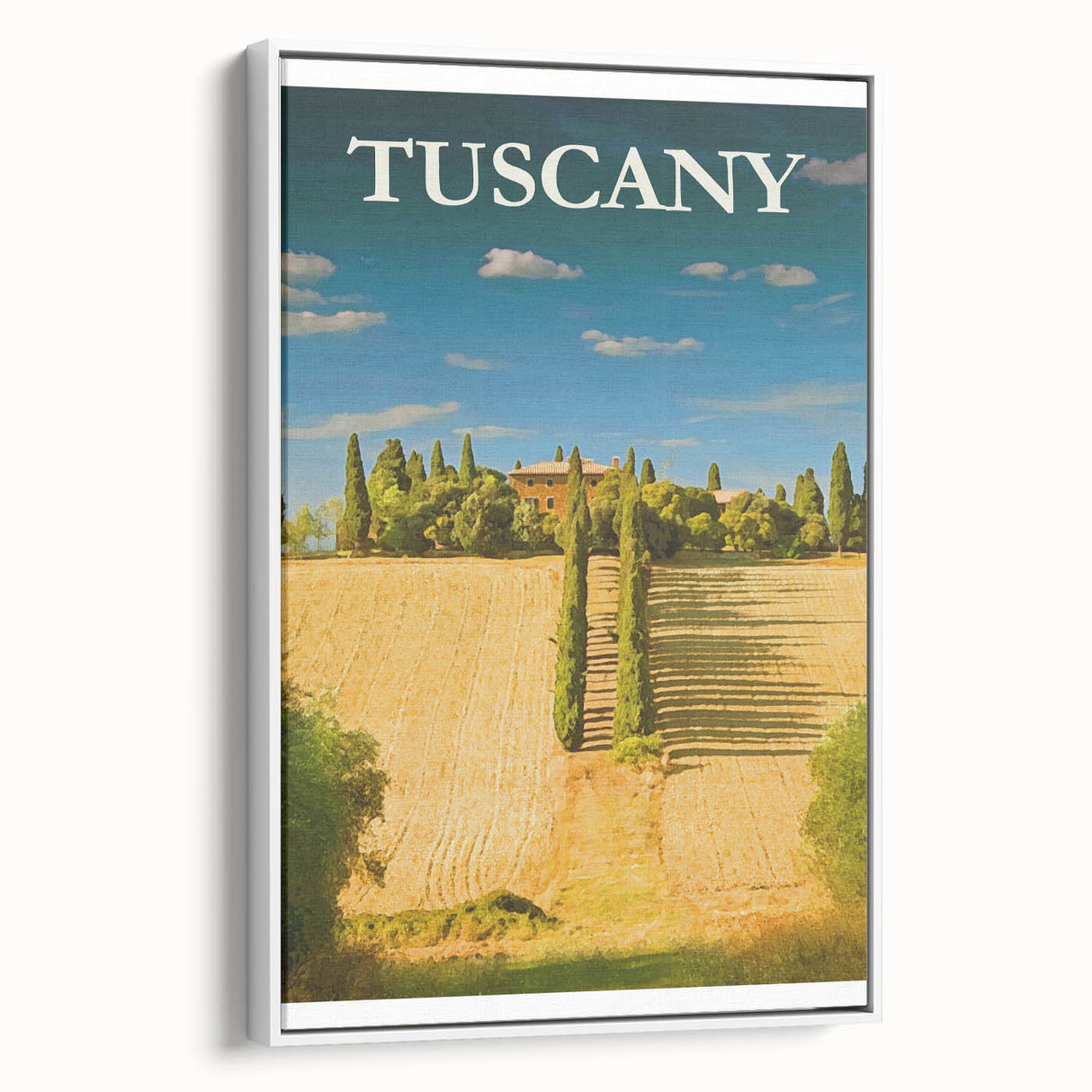 Retro Tuscany Travel Poster - Vintage Italy Landscape Wall Art