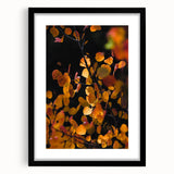 Extra large abstract art print featuring textured fall colors on canvas, framed in black, ideal for living room decor.