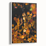 Vintage poster art depicting autumn scene on framed canvas, featuring earthy tones, ideal for living room decor.