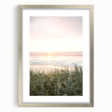 Textured abstract art print in muted blue and gray tones on framed canvas, ideal for modern bedroom decor.