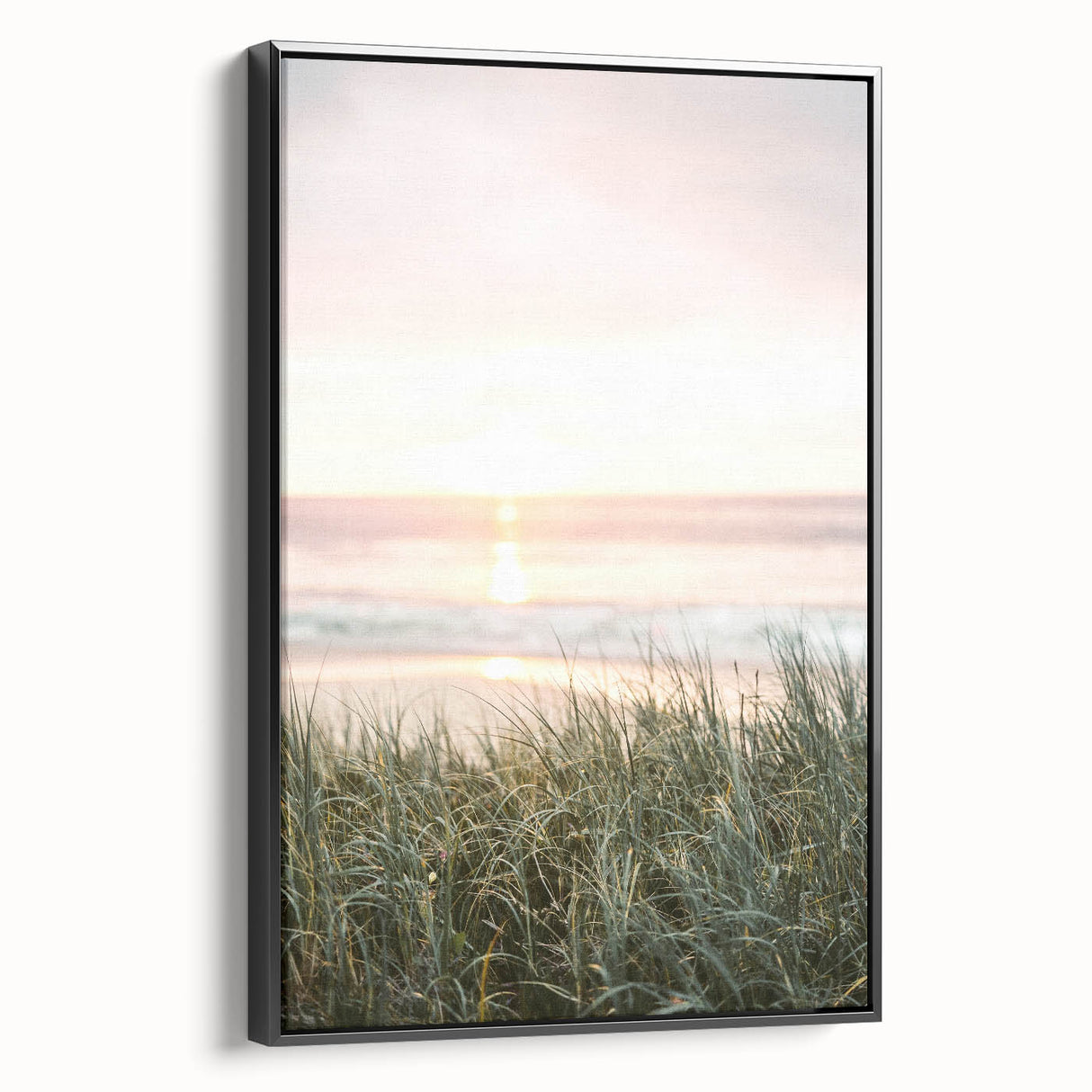 Black and white vintage poster art of a summer landscape on framed canvas, suitable for bedroom wall decor.