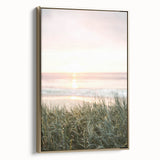 Framed canvas wall art of a vintage landscape painting, featuring muted earth tones, ideal for bedroom decor.