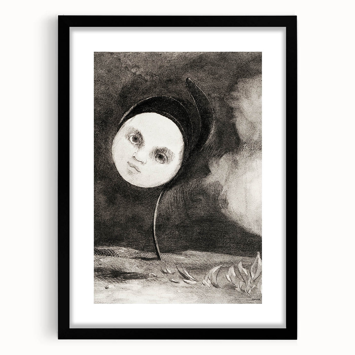 Modern Wall Art - Strange Flower Abstract Portrait in Monochromatic Style