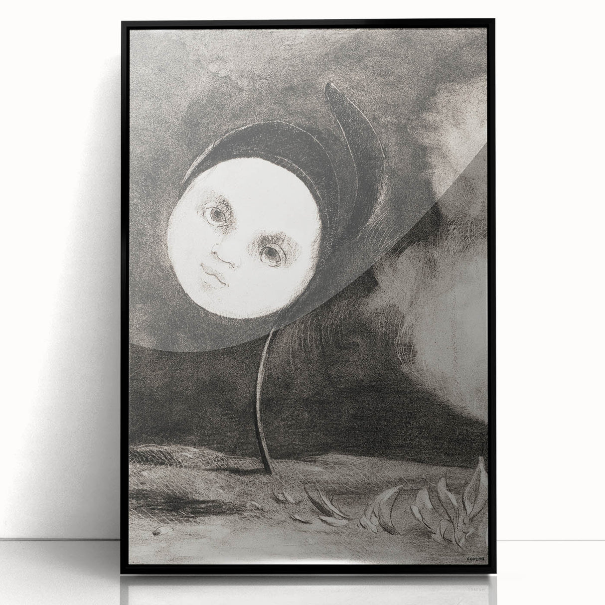 Modern Wall Art - Strange Flower Abstract Portrait in Monochromatic Style