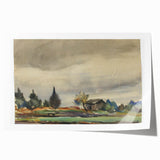 Modern Wall Art of Rainy Landscape Scene - Minimalist Contemporary Style