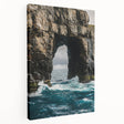 Stretched canvas artwork depicting a breathtaking cliff landscape in vibrant colors, showcasing rugged rock formations and lush greenery, ideal for home decor.