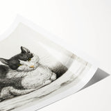 Classic Romantic Paintings - Lying Cat Illustration Wall Art