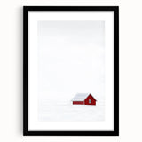 Minimalist Red House Office Wall Art – Modern Winter Décor