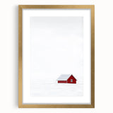 Minimalist Red House Office Wall Art – Modern Winter Décor