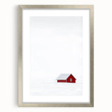 Minimalist Red House Office Wall Art – Modern Winter Décor