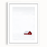 Minimalist Red House Office Wall Art – Modern Winter Décor