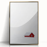 Minimalist Red House Office Wall Art – Modern Winter Décor