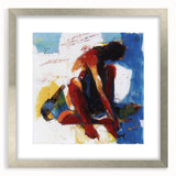 Stylish abstract figurative frame with a silver mat, showcasing a modern art piece. Ideal for contemporary decor, enhancing living spaces with elegance.