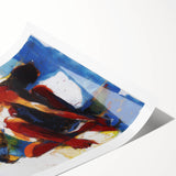 Abstract figurative rolled print showcasing vibrant colors and dynamic shapes, ideal for modern decor. Packaged securely in a sturdy tube for safe delivery.