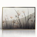 Framed abstract floral wall art featuring vibrant colors and intricate gold accents, perfect for modern home decor. Ideal centerpiece for living spaces or offices.