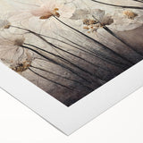 Abstract floral wall art design on rolled canvas, showcasing vibrant colors and intricate patterns, ideal for modern decor. Perfectly packaged for delivery.