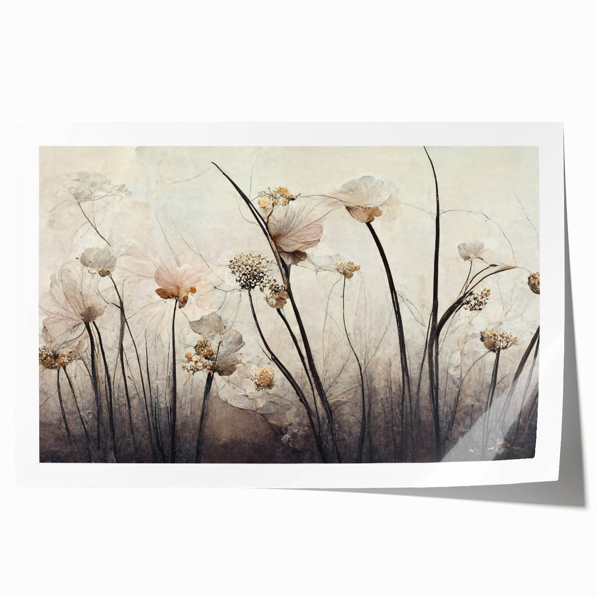 Vibrant abstract floral wall art print showcasing bold colors and dynamic shapes, rolled for easy display and shipping in a protective tube. Ideal for modern decor.