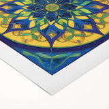 Colorful abstract geometric design on rolled canvas, showcasing vibrant shapes and patterns. Ideal for modern home decor, delivered in protective tube packaging.