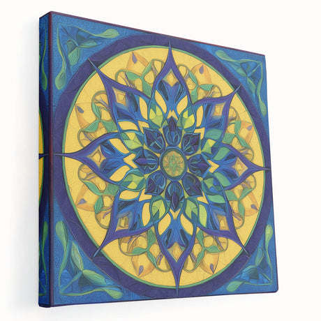 Abstract geometric stretched canvas artwork showcasing vibrant colors with sharp angles and fluid lines, ideal for modern home decor, enhancing contemporary spaces.