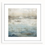 Abstract landscape wall art framed in white with a mat, showcasing vibrant colors and dynamic shapes, perfect for modern home decor and artistic expression.