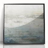 Framed acrylic wall art depicting an abstract landscape design with vibrant colors, set in a sleek black frame, perfect for modern home decor.