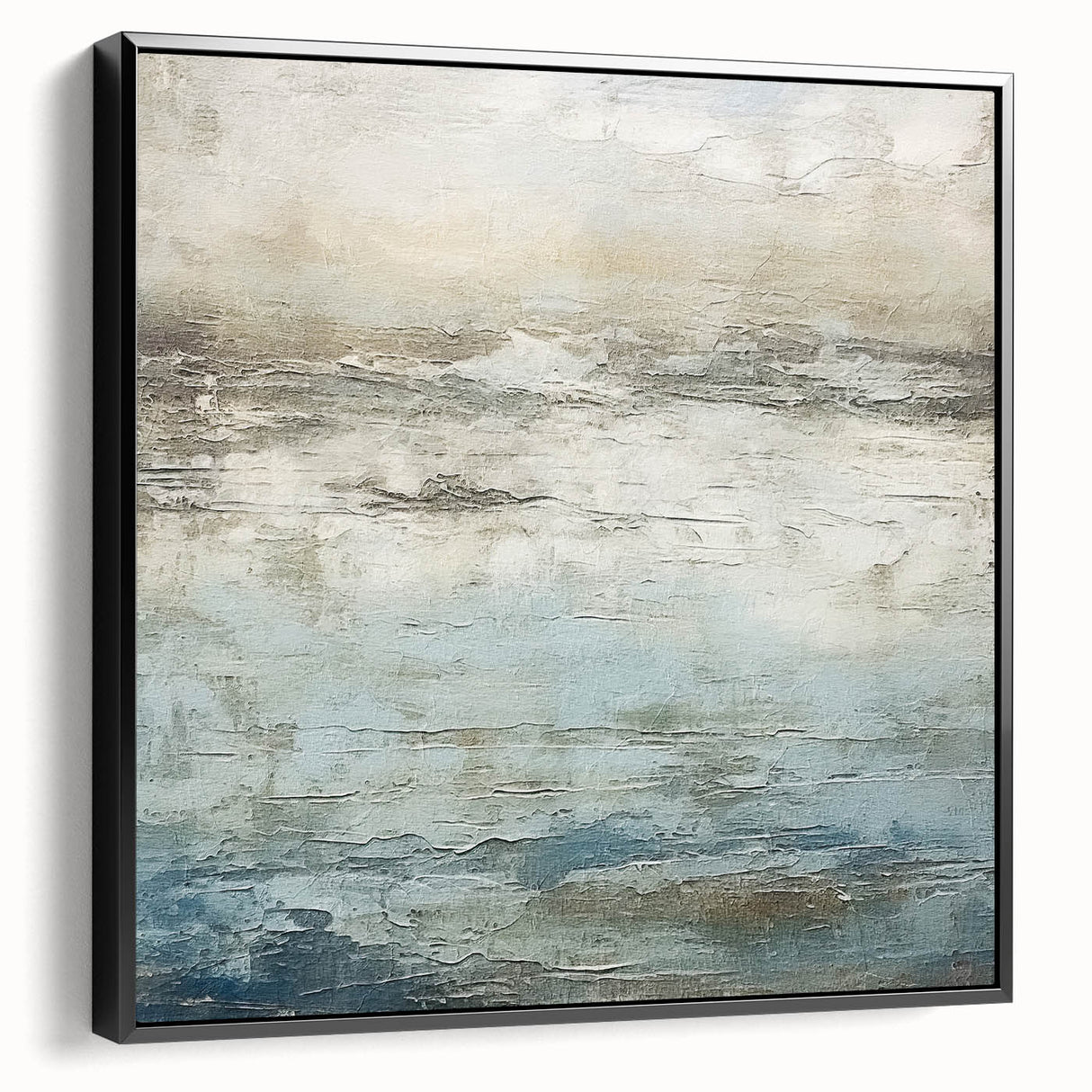 Framed abstract landscape wall art showcasing vibrant colors with a black frame, ideal for modern home decor. Perfect for adding a touch of elegance to any room.